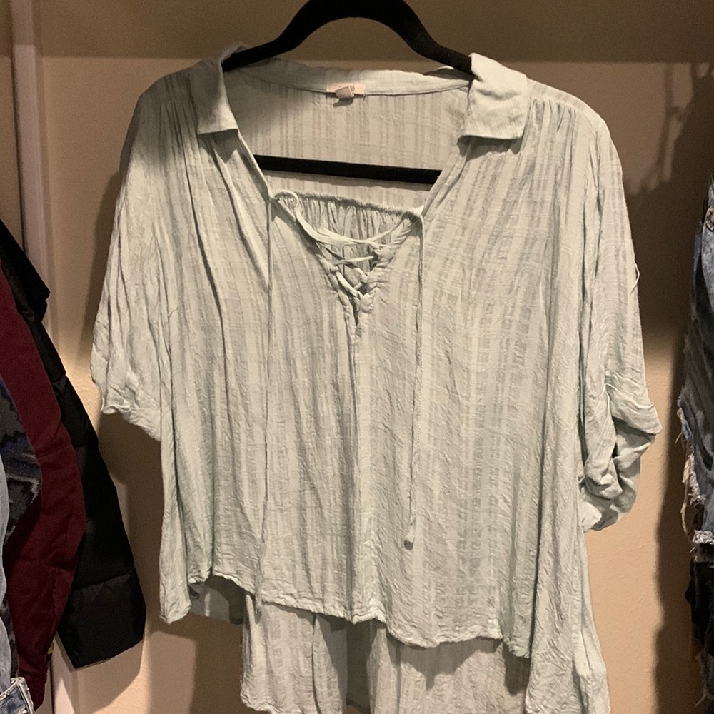 Light green v neck with collar